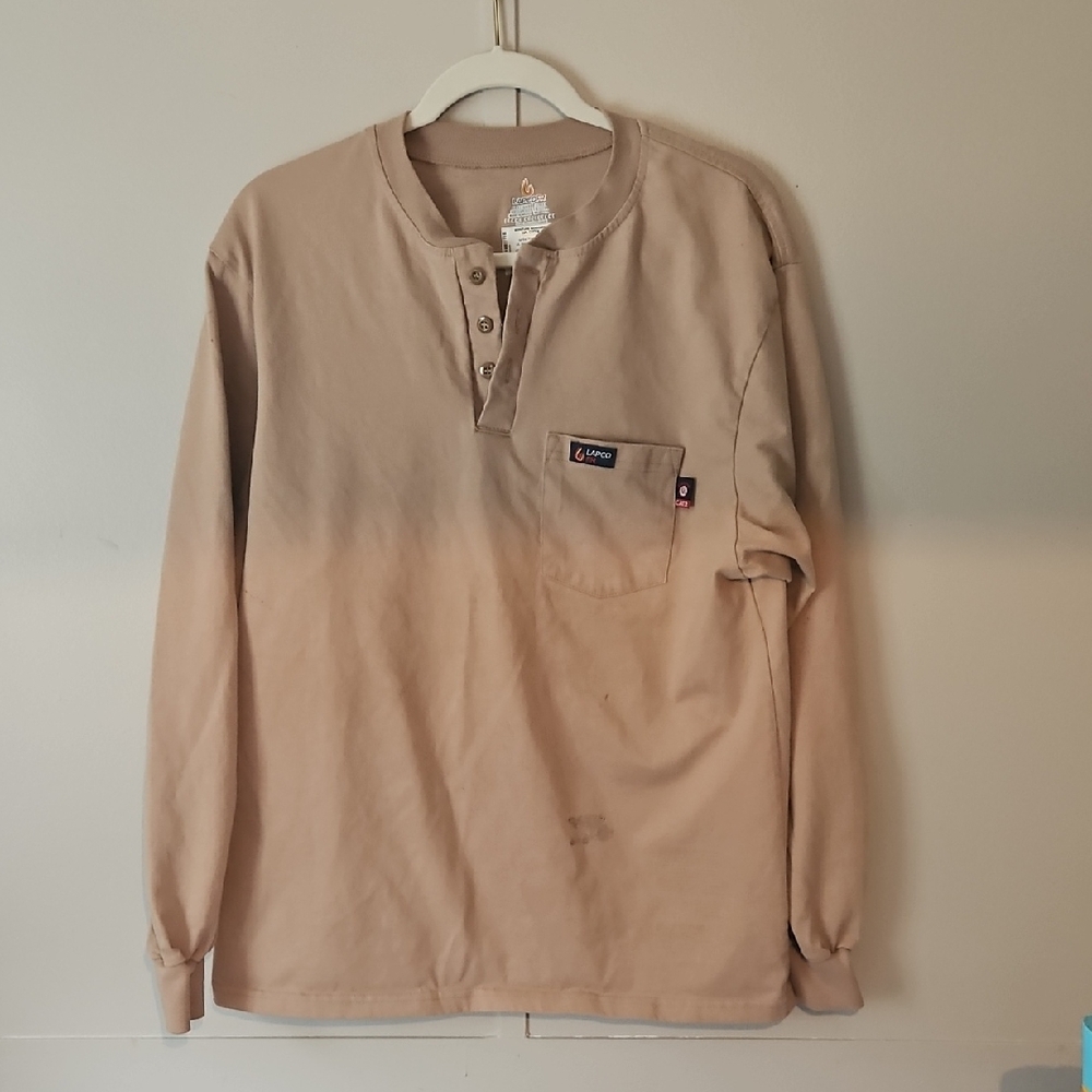 Men's Long Sleeve Flame Resistant Lapco Shirt - Beige